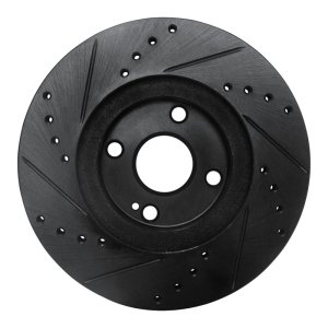 Mazda Miata Brake Rotor (1) - Front Right - R1 Concepts - Drilled & Slotted - Black - `01-`05